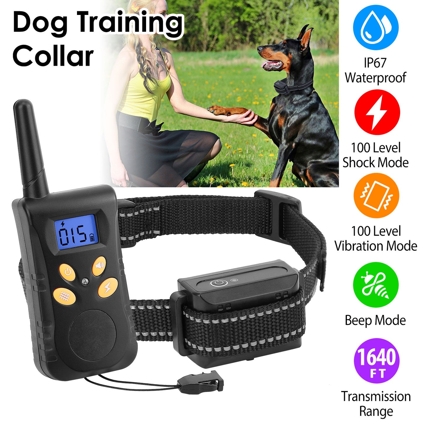 Dog Training Collar with Remote - IPX7 Waterproof, 1640ft Range
