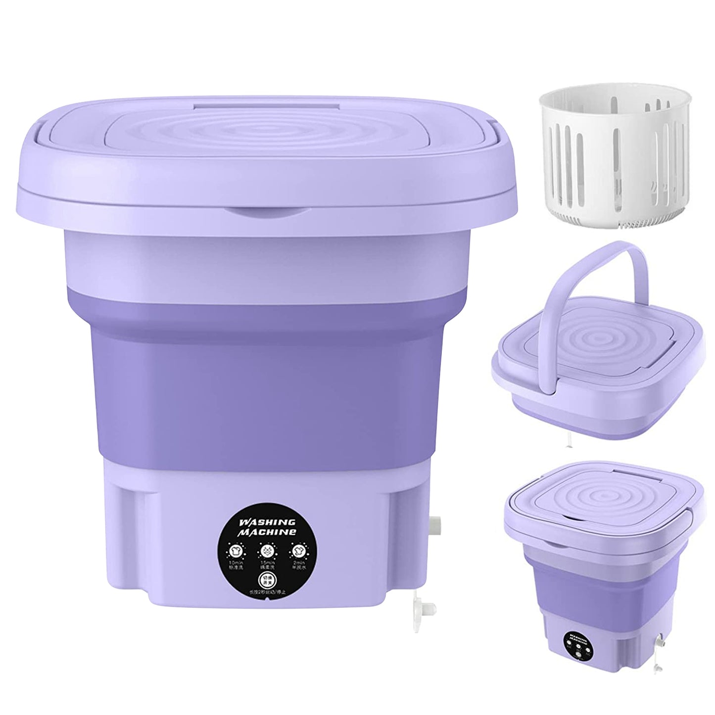 Portable Foldable Washing Machine 8L with 3 Wash Modes