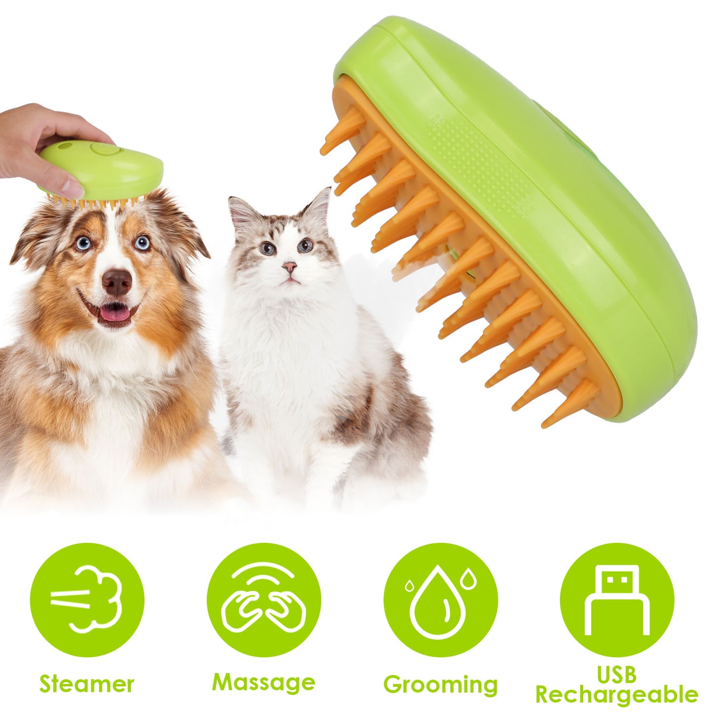 Cat Grooming Steam Brush with USB Rechargeable Battery