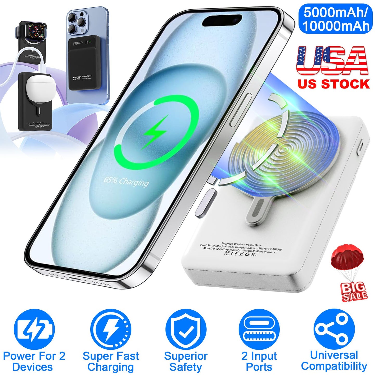 MagSafe 3-in-1 Wireless Power Bank with 22.5W Fast Charging