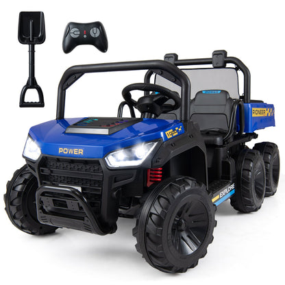 24V 2-Seater Kids Ride on Dump Truck 4WD with Electric Dump Bed and Lights