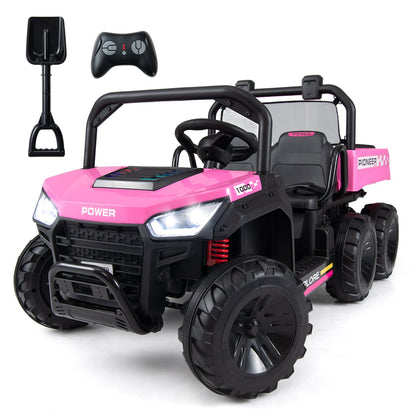 24V 2-Seater Kids Ride on Dump Truck 4WD with Electric Dump Bed and Lights