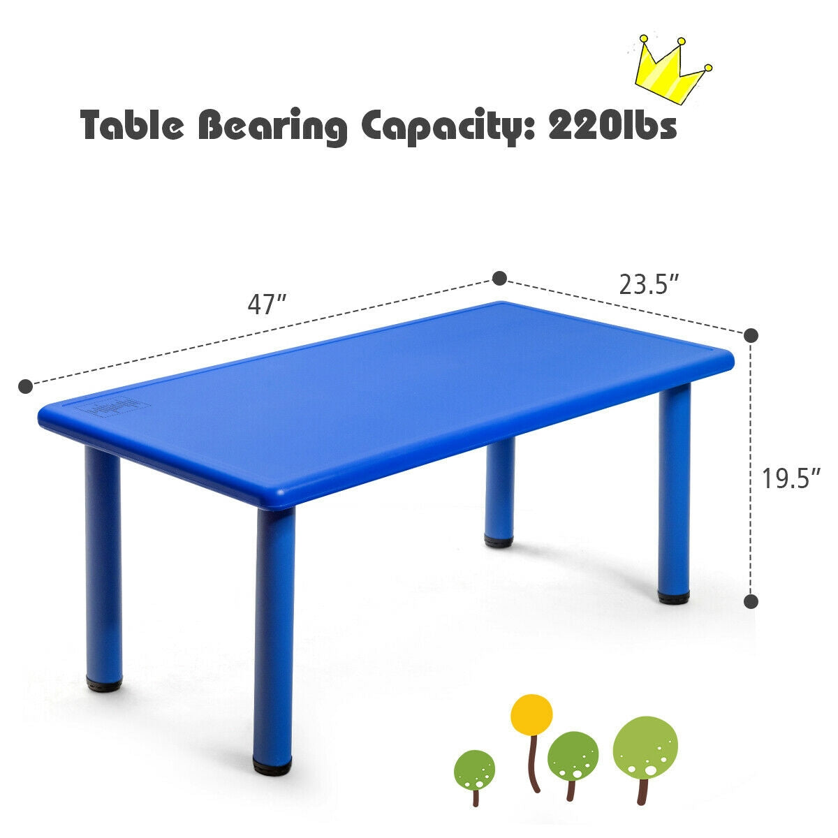 Kids Rectangular Plastic Activity Table for Learning & Play
