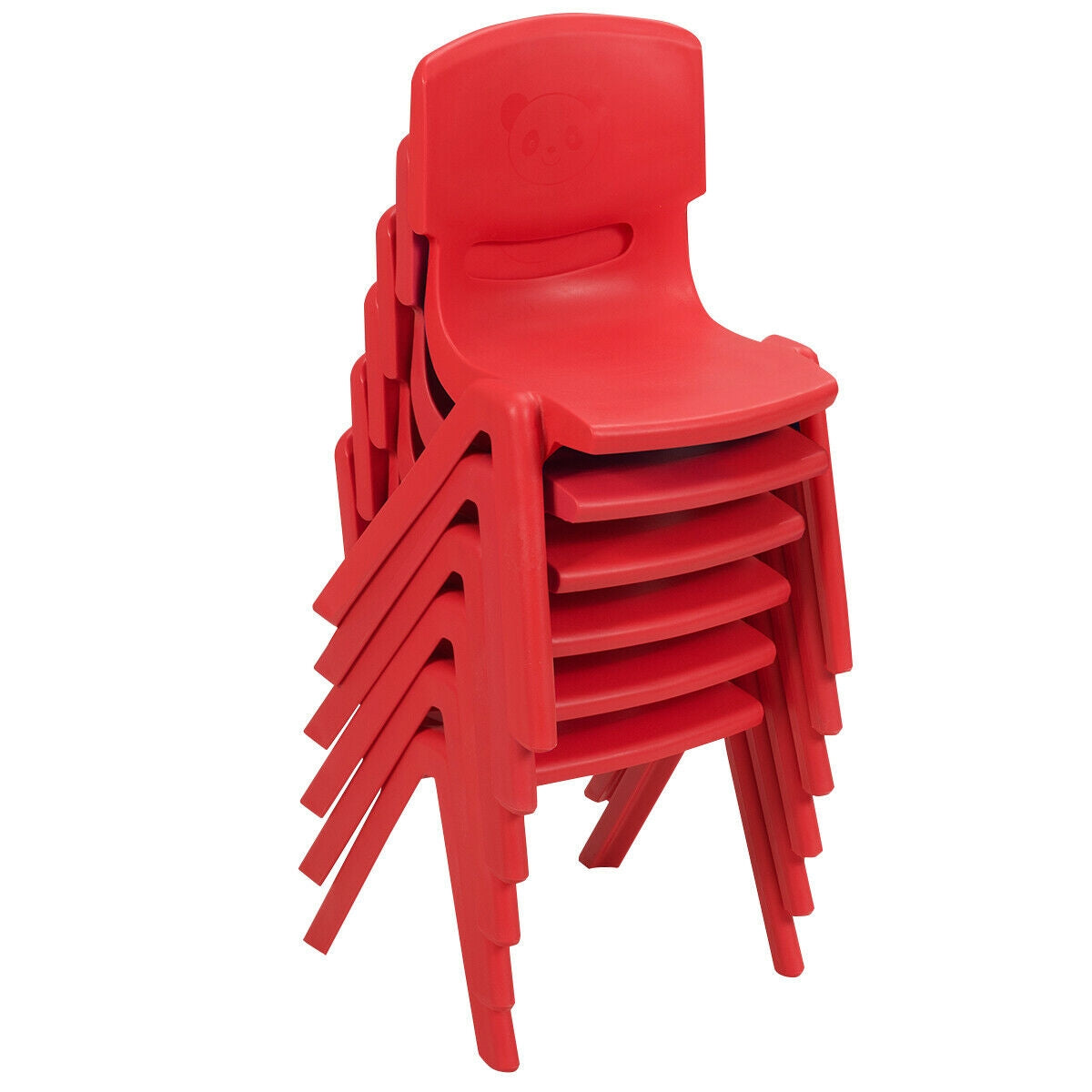 Kids Stackable Plastic Chairs 6-Pack - Red