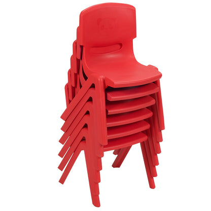 Kids Stackable Plastic Chairs 6-Pack - Red