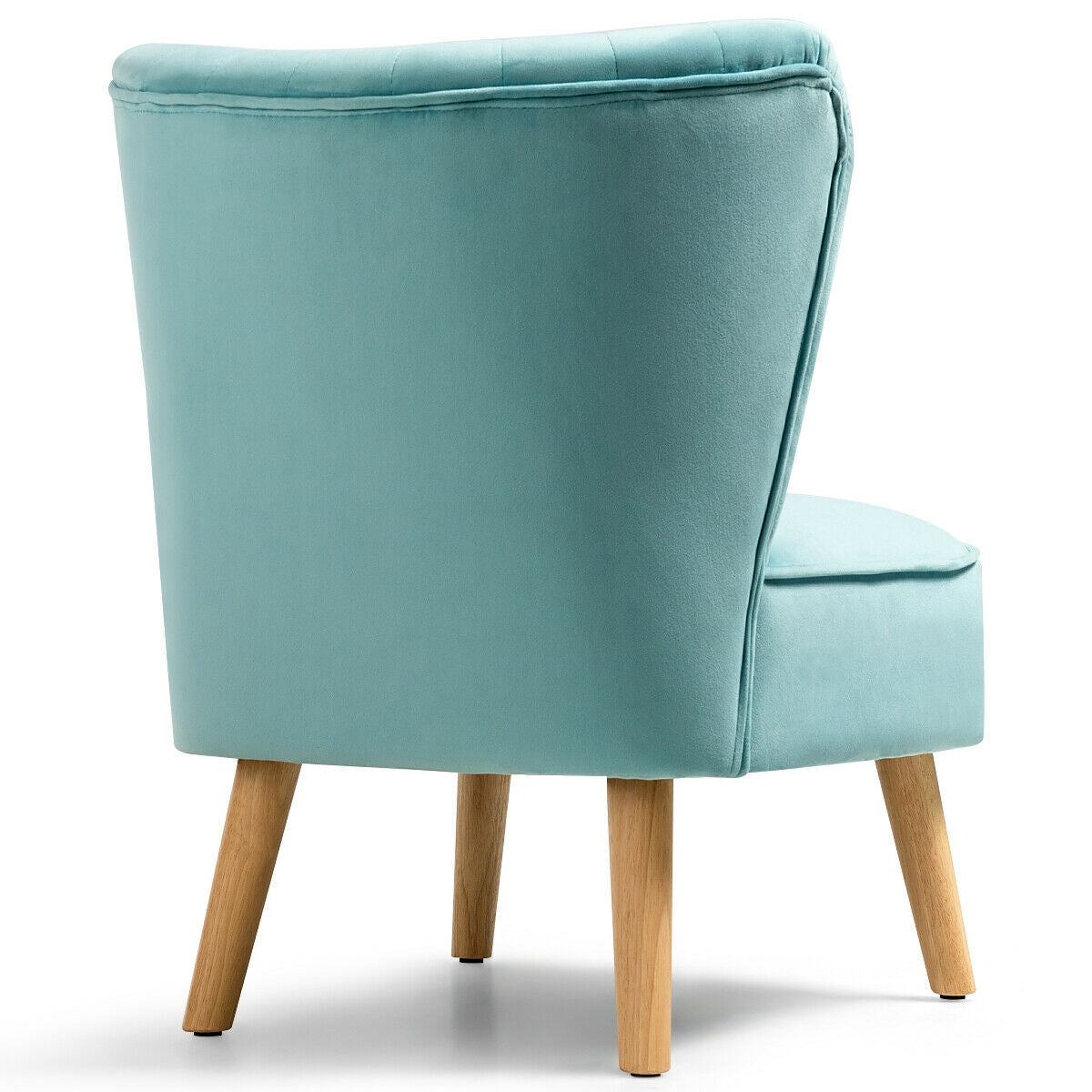 Velvet Accent Chair with Wood Legs - Armless Design