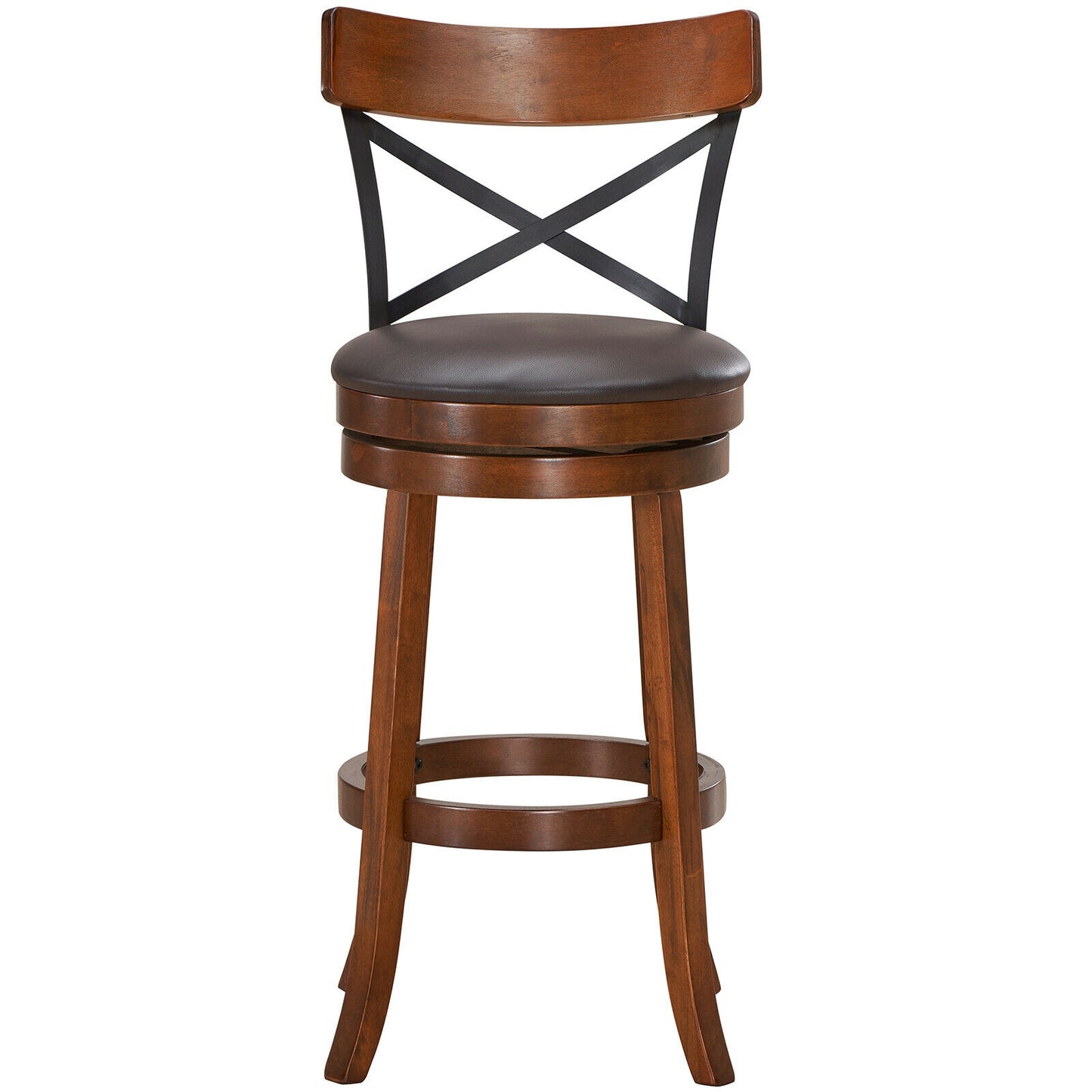 Swivel Bar Stools Set of 2 with Rubber Wood Legs - 360° Rotation