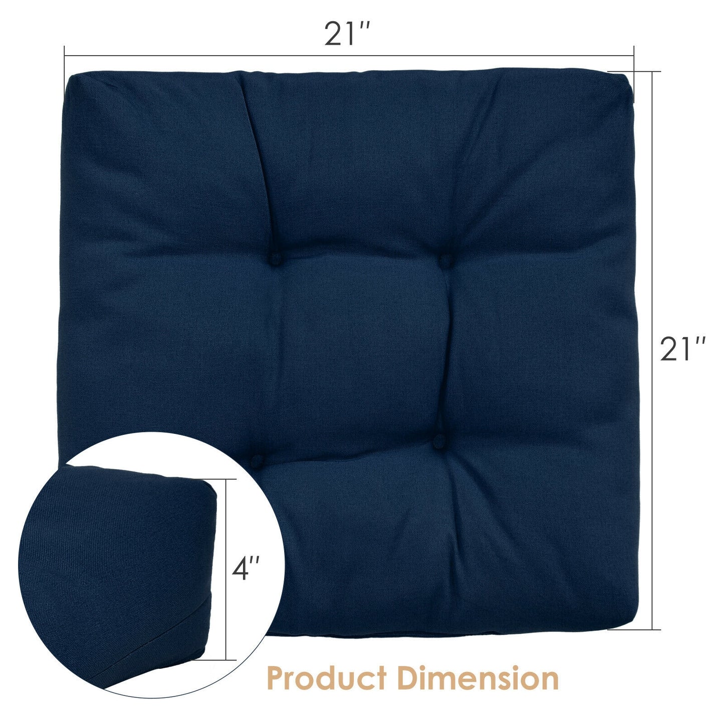 21x21 Inch Patio Chair Seat Cushion Pads - Indoor & Outdoor
