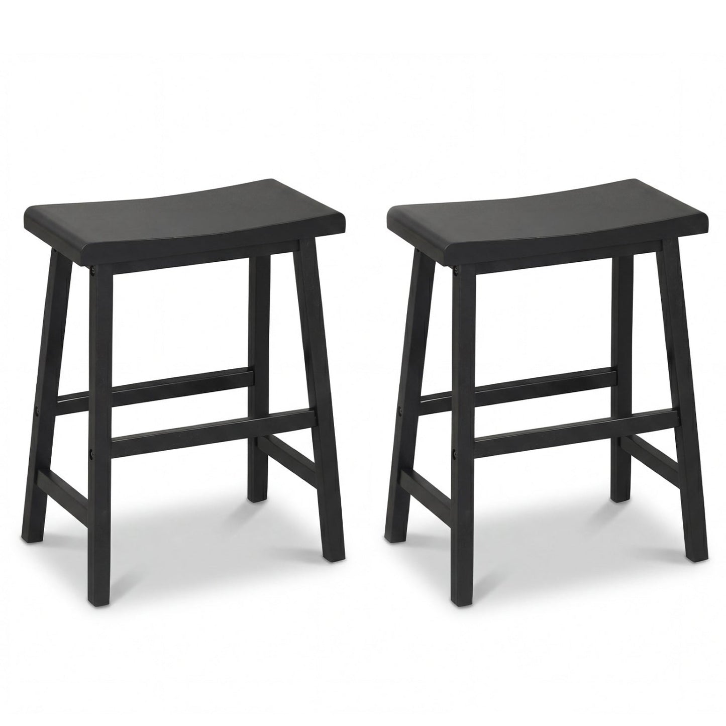 24 Inch Counter Height Stools Solid Wood Saddle Bar Stools Set of 2