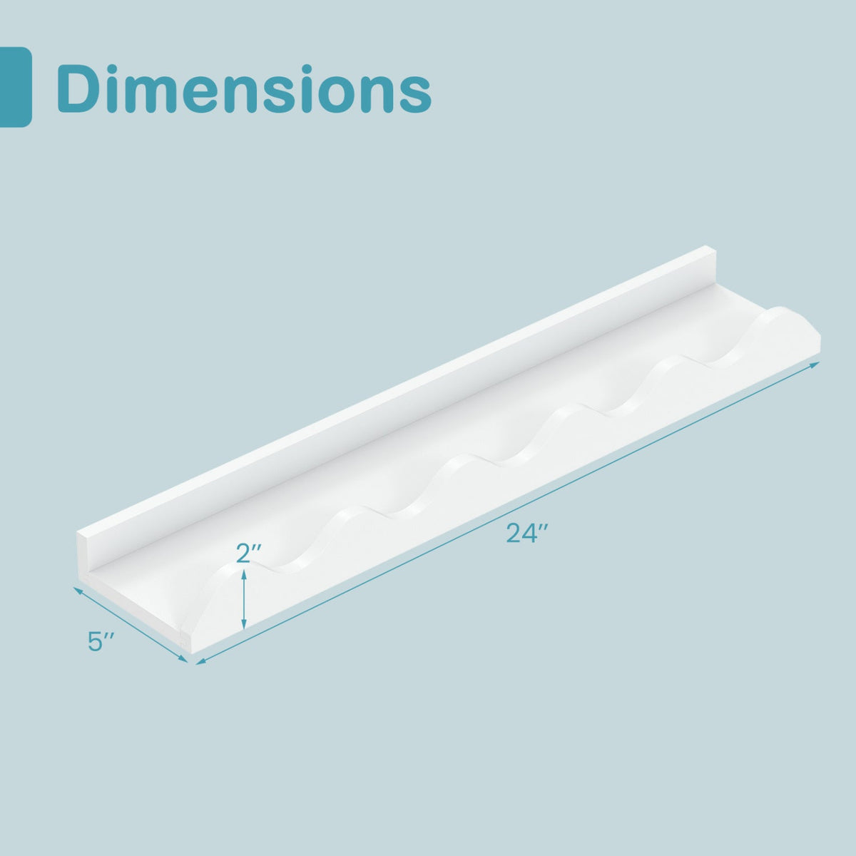 Wall-Mounted Picture Ledge Shelf Set of 4 - 24 Inch White