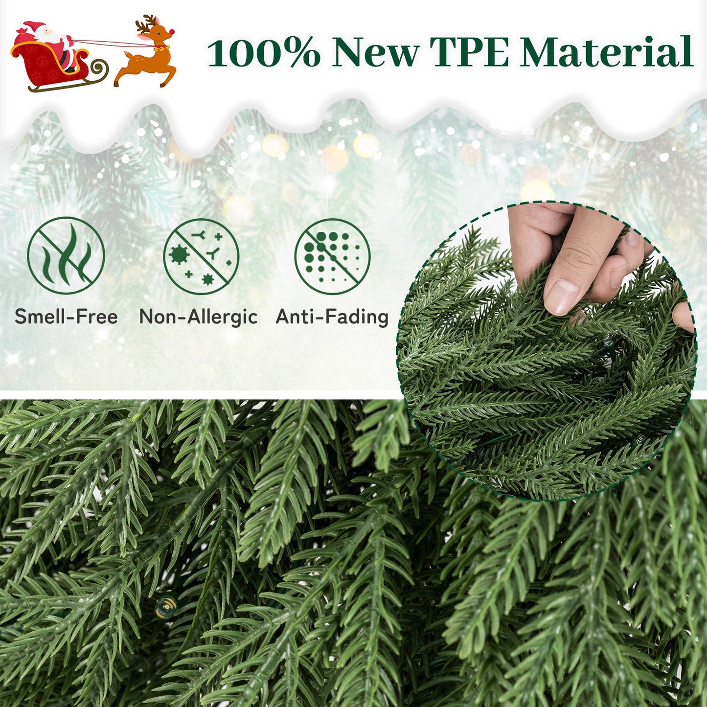 24 Inch Pre-lit Christmas Wreath with 108 Branch Tips and 35 Warm White LED Lights for Wall Window