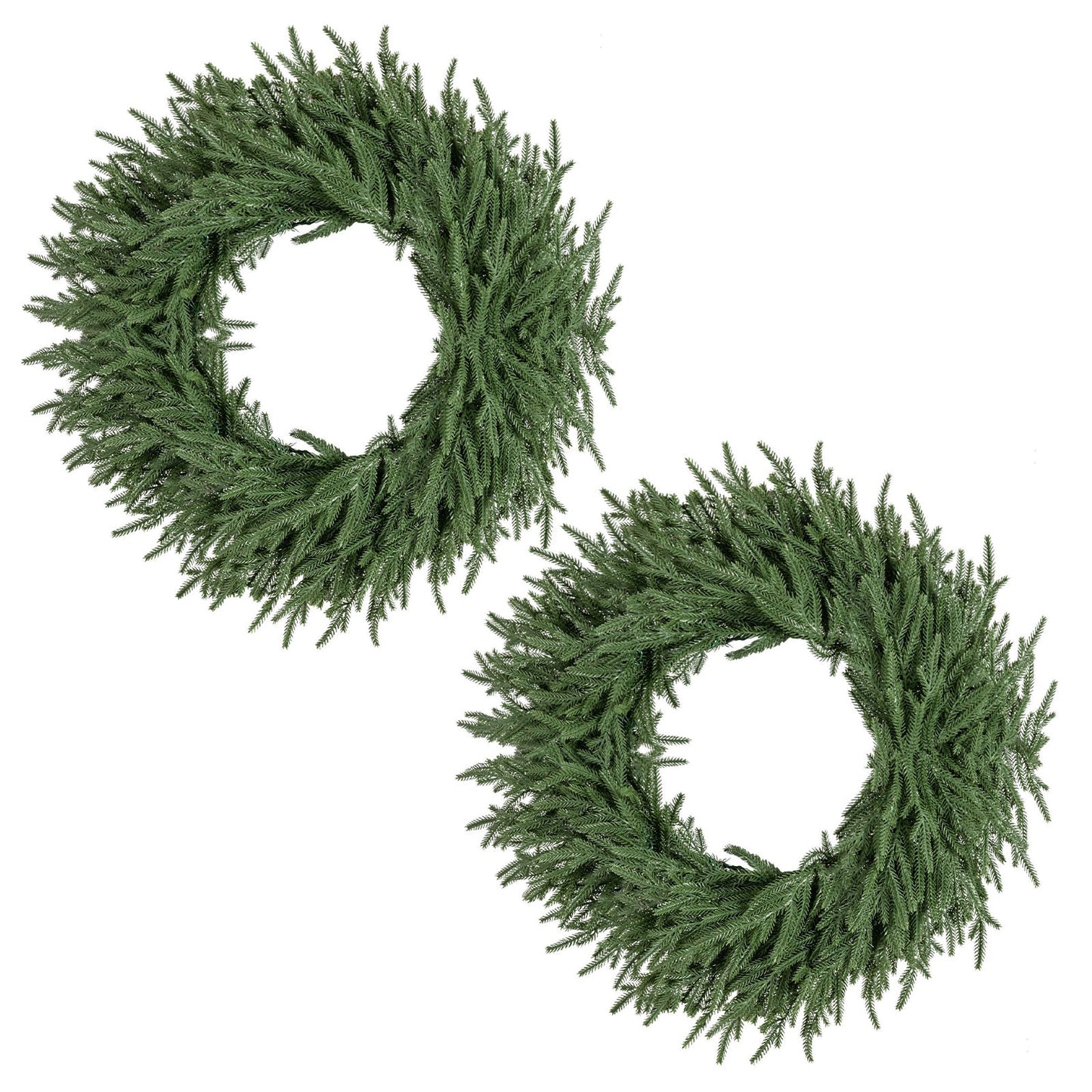 24 Inch Pre-lit Christmas Wreath with 108 Branch Tips and 35 Warm White LED Lights for Wall Window
