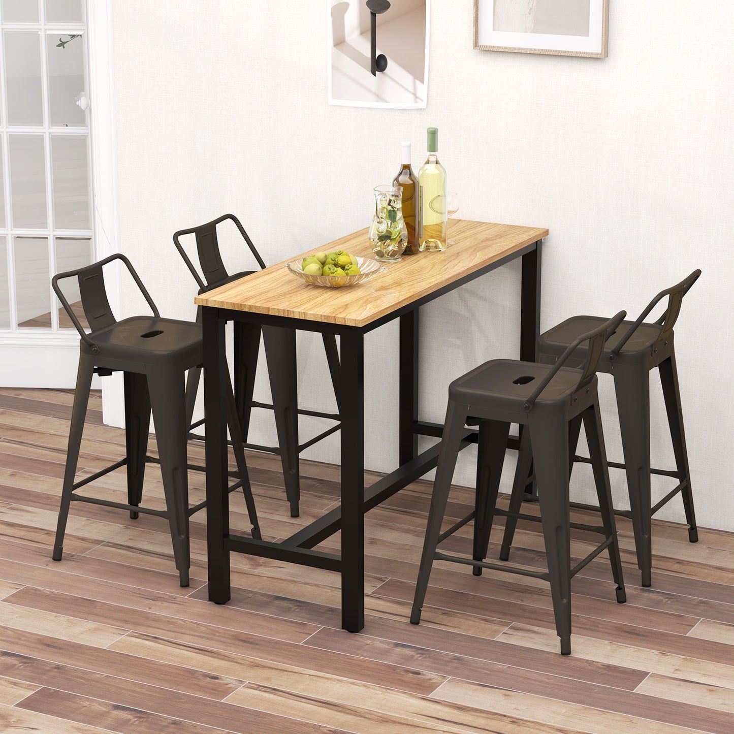 24-Inch Metal Bar Stools with Removable Backs, Set of 4