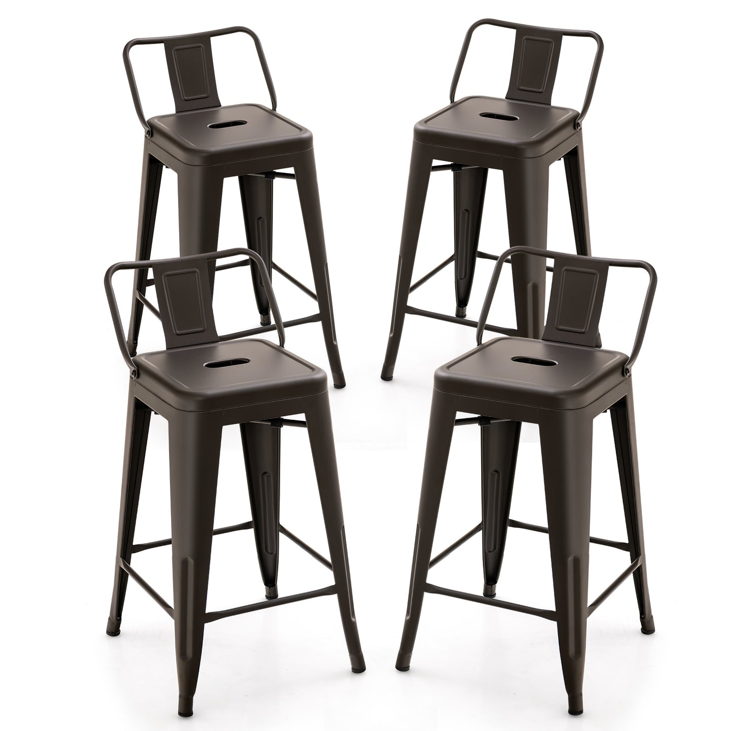 24-Inch Metal Bar Stools with Removable Backs, Set of 4