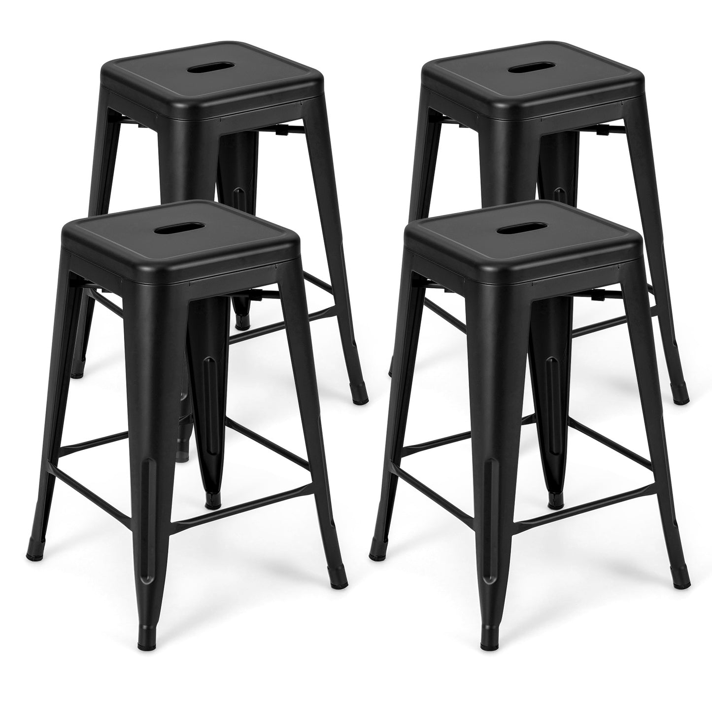 24-Inch Counter Height Bar Stools - Set of 4 Stackable Metal