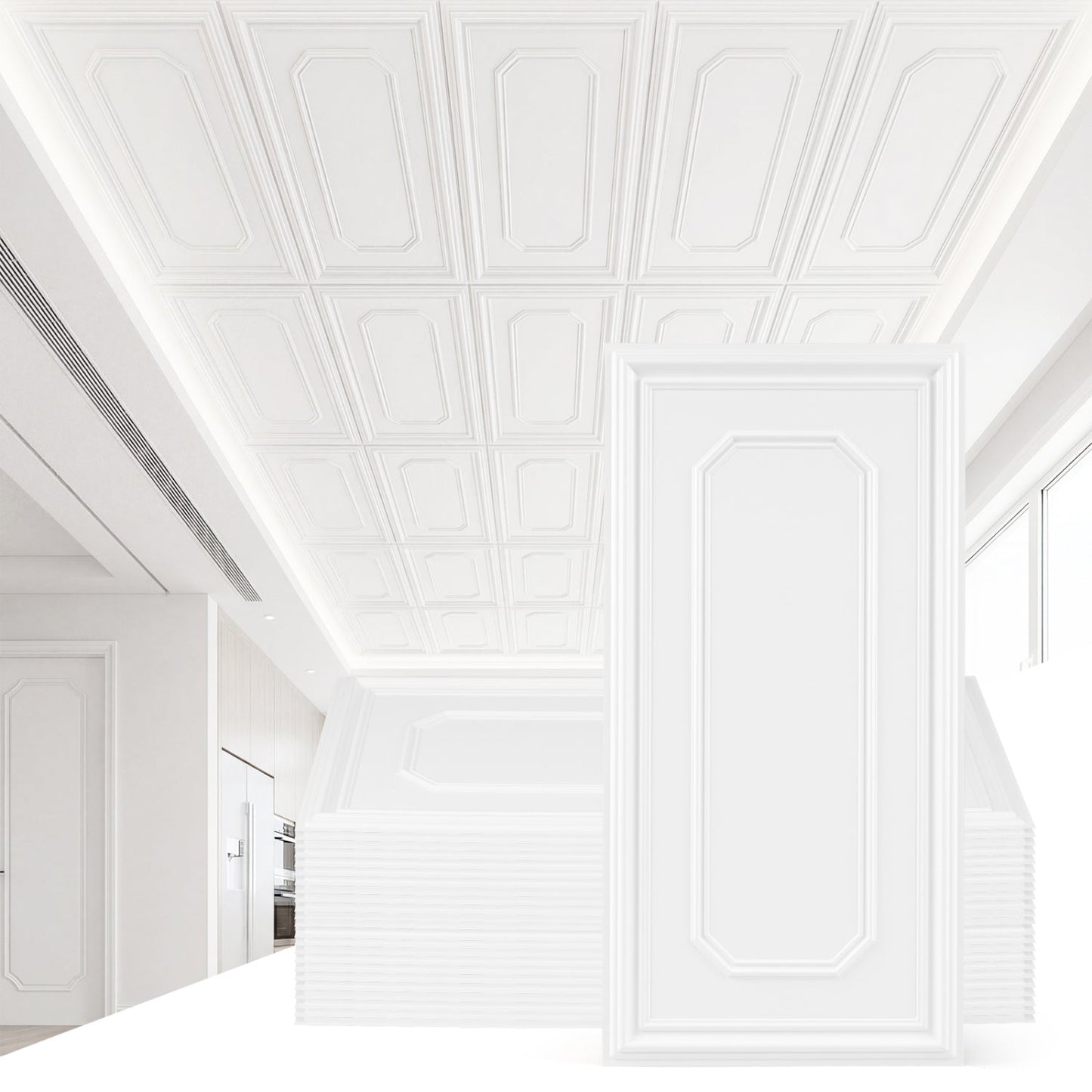 24 Pieces Ceiling Tiles Decorative PVC Ceiling Covering Panels