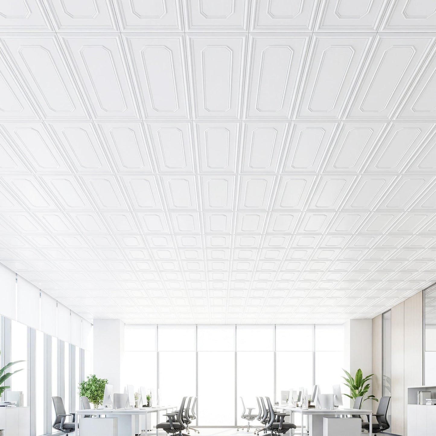 24 Pieces Ceiling Tiles Decorative PVC Ceiling Covering Panels