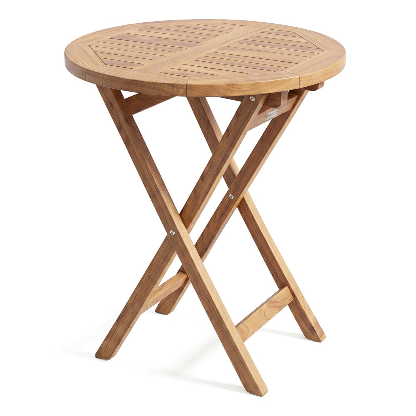 24" Round Teak Folding Bistro Table with Footrest