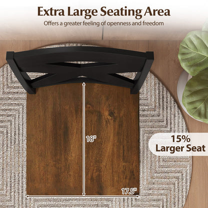 24" Rubberwood Swivel Barstools Set of 2 with Backrest and Large Seat