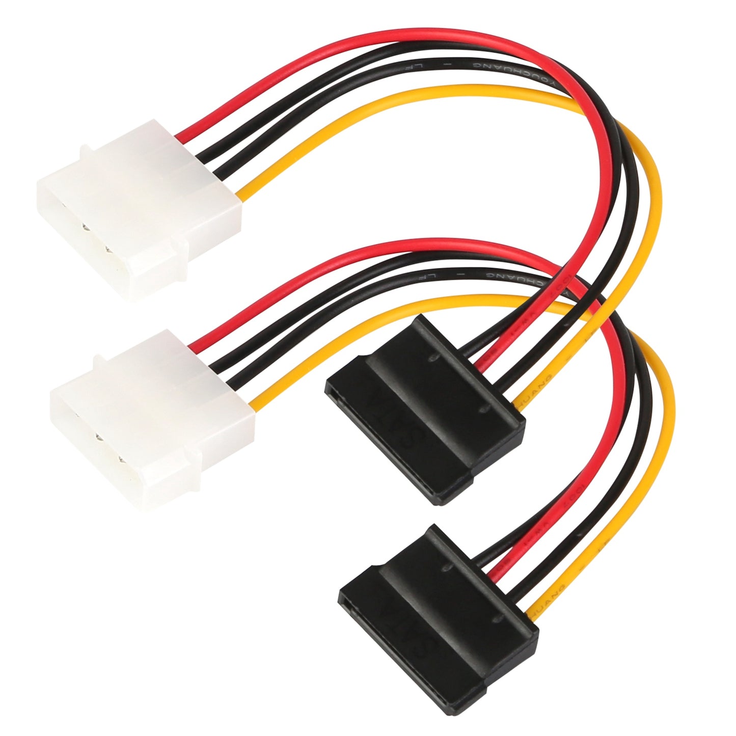 4-Pin to 15-Pin SATA Power Adapter Cable - 2 Pack