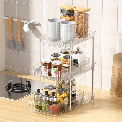 3-Tier Clear Bathroom Organizer with Drawers (2-Pack)
