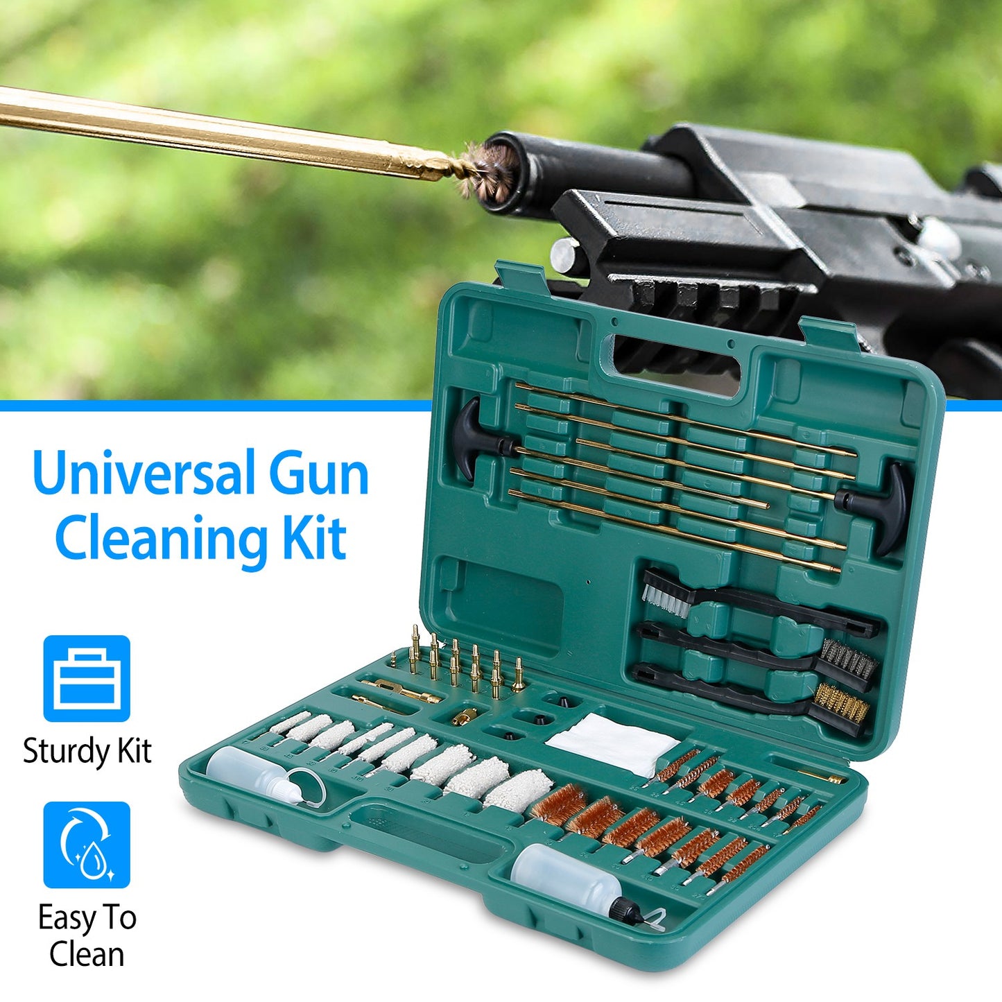 Gun Cleaning Kit with Carrying Case for Rifles & Pistols