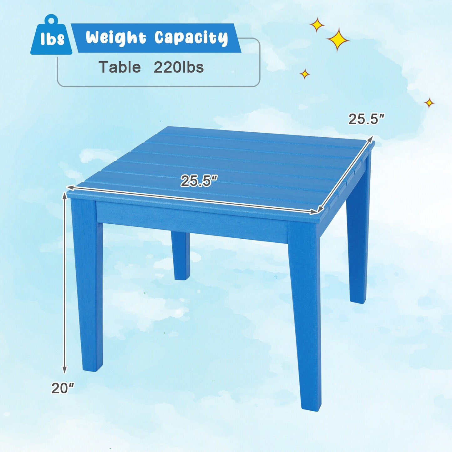 Square Kids Activity Play Table 25.5 Inch HDPE