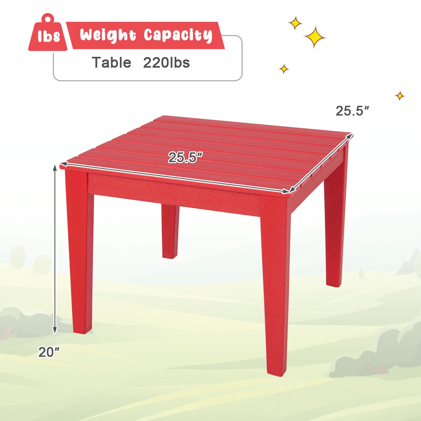 Square Kids Activity Play Table 25.5 Inch HDPE