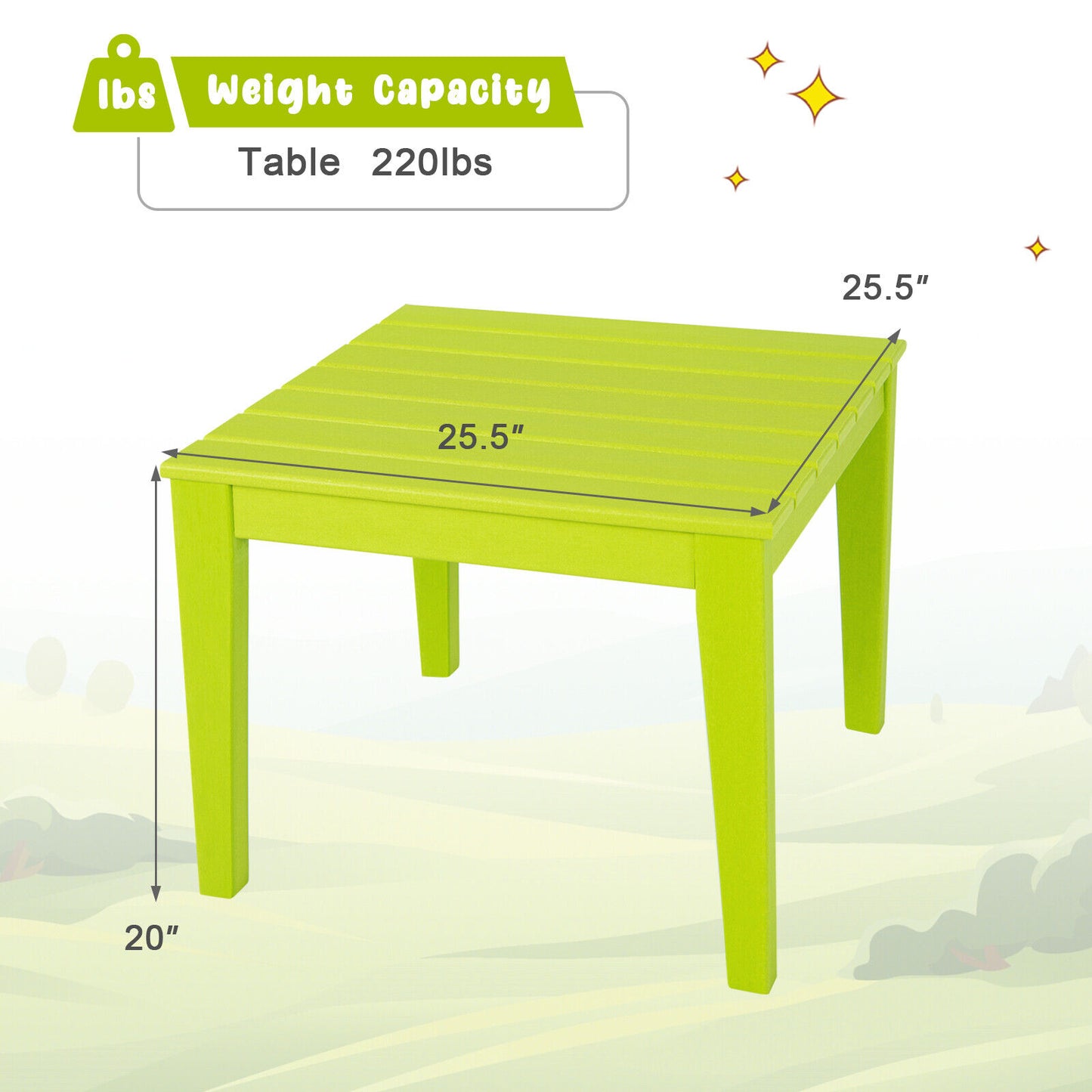 Square Kids Activity Play Table 25.5 Inch HDPE