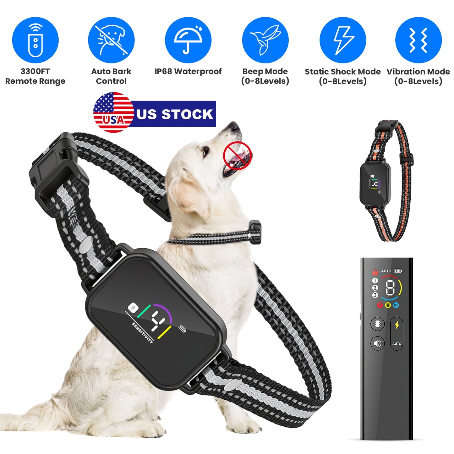 Dog Training Collar with Remote and Bark Control