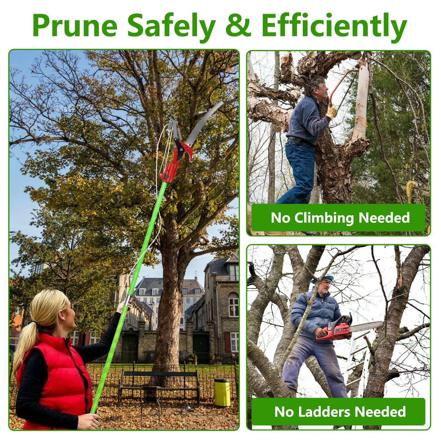 Extendable Manual Pole Saw 8-15ft Tree Pruner with Saw Blade