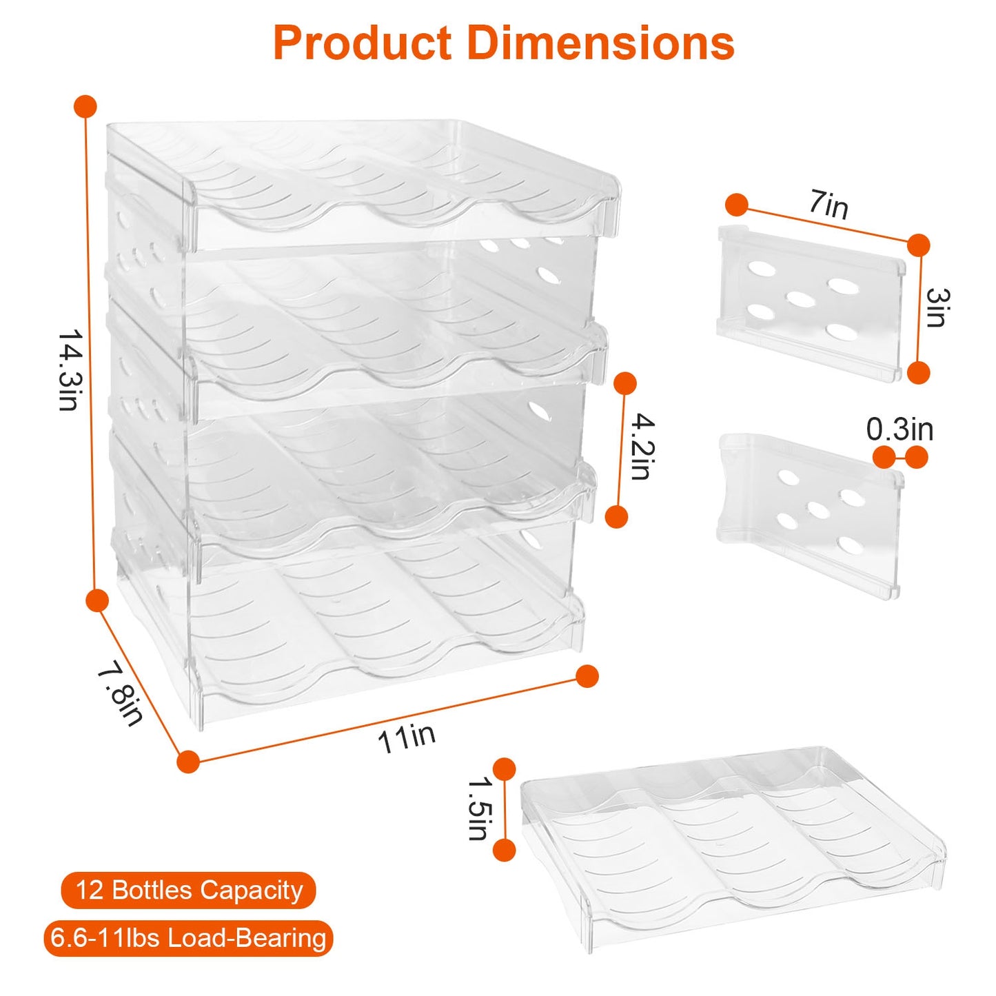4-Tier Stackable Bottle Organizer for 12 Bottles