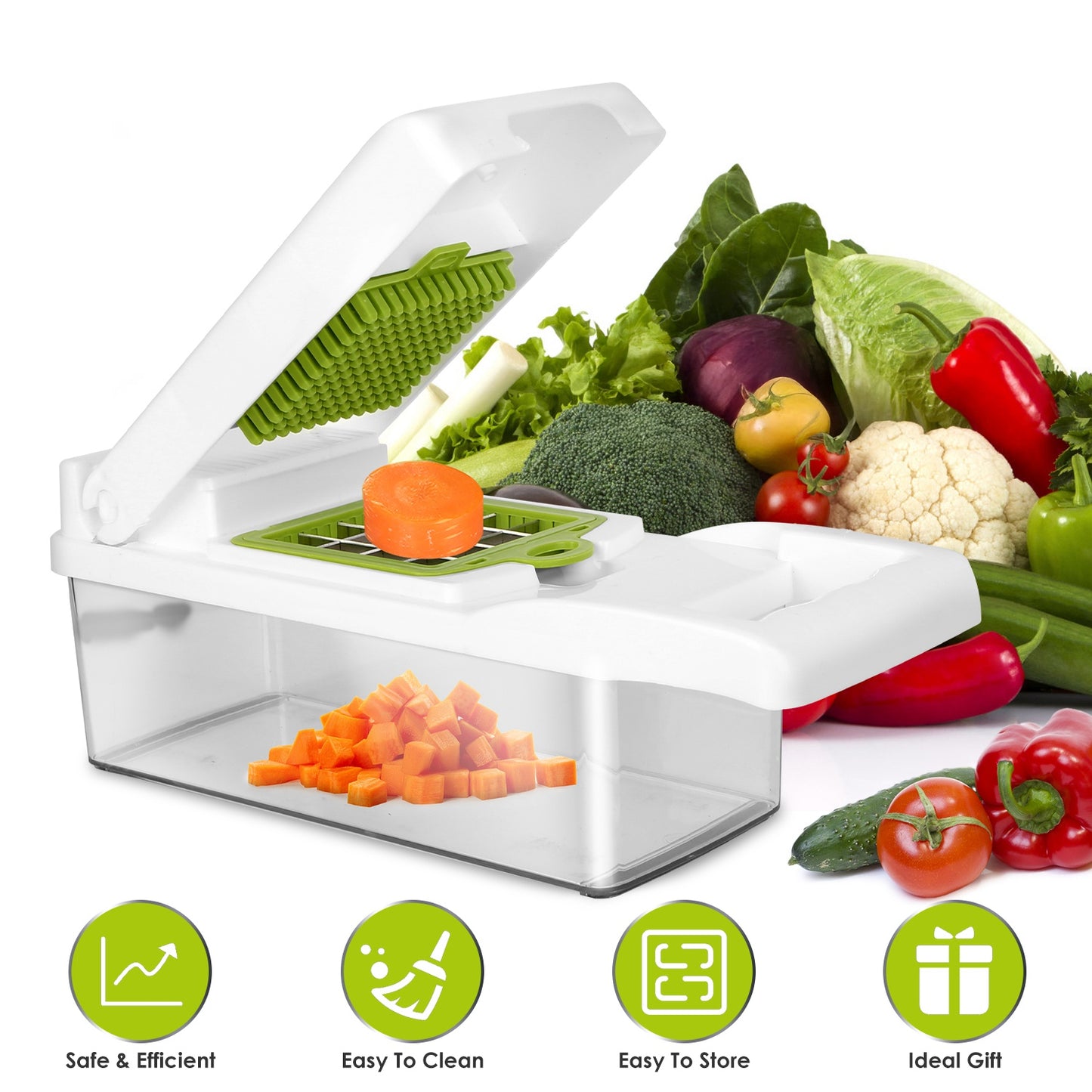 Vegetable Chopper 12-in-1 with Container and Hand Protector