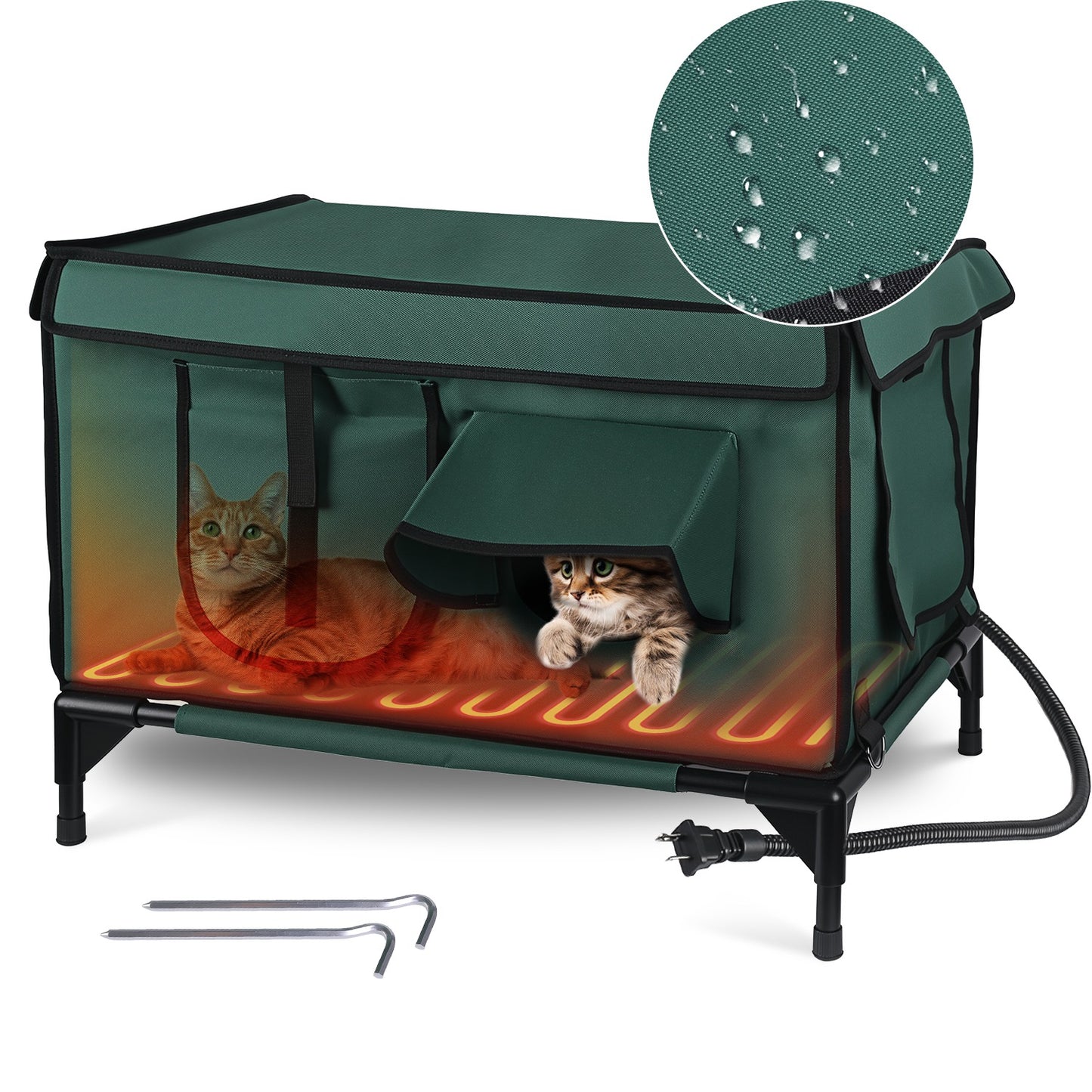 Heated Cat House Outdoor Waterproof Insulated Shelter
