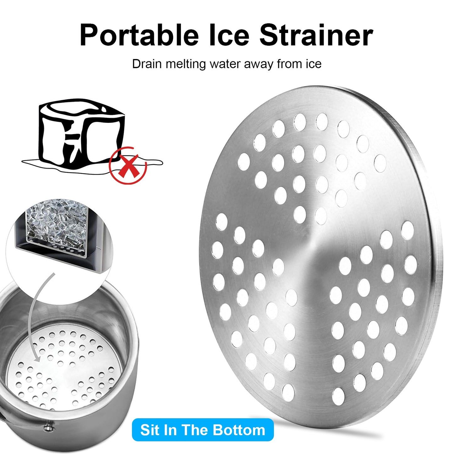 Insulated Ice Bucket 3L Double-Wall Stainless Steel with Lid