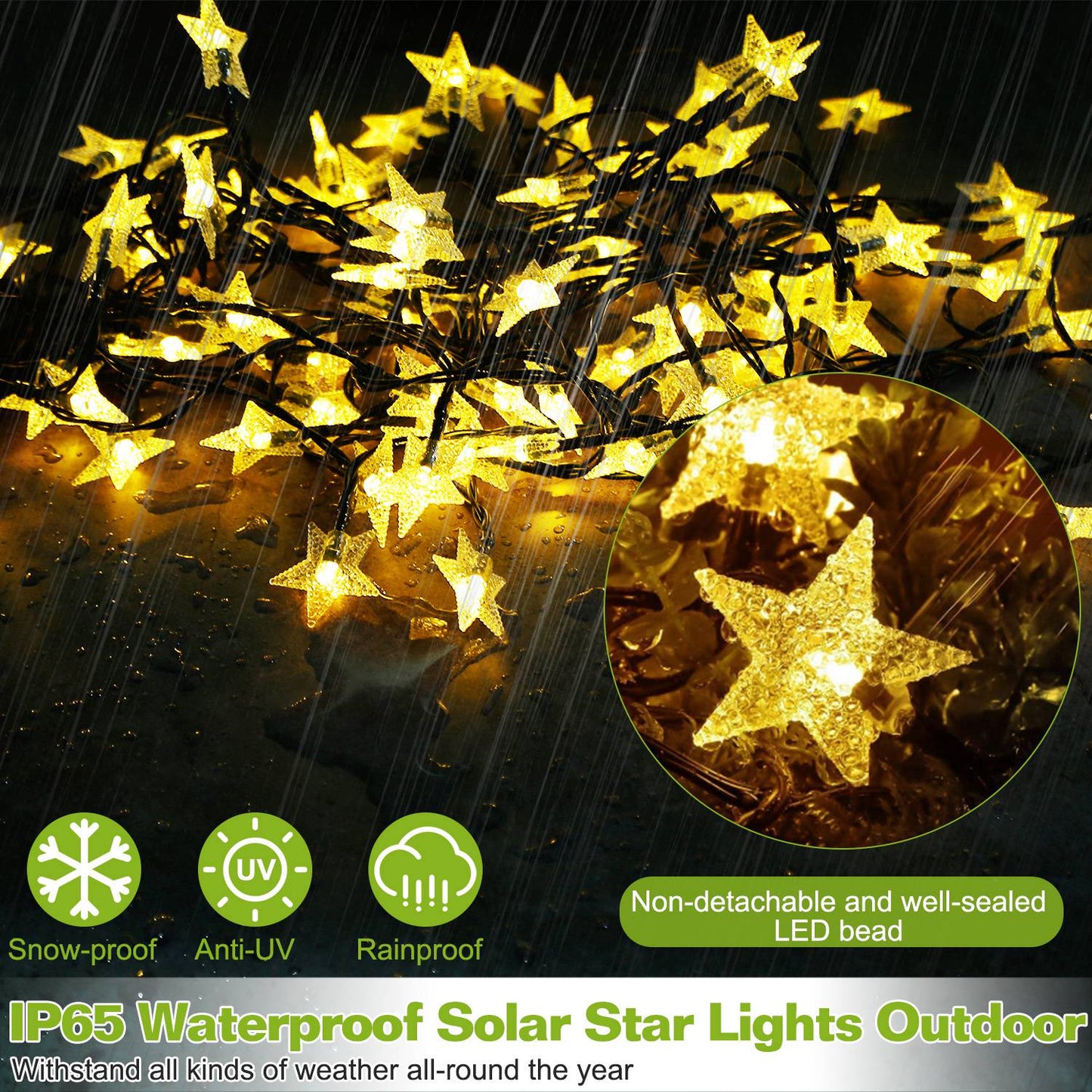 Solar Star String Lights 39.3ft 100 LED Waterproof Outdoor