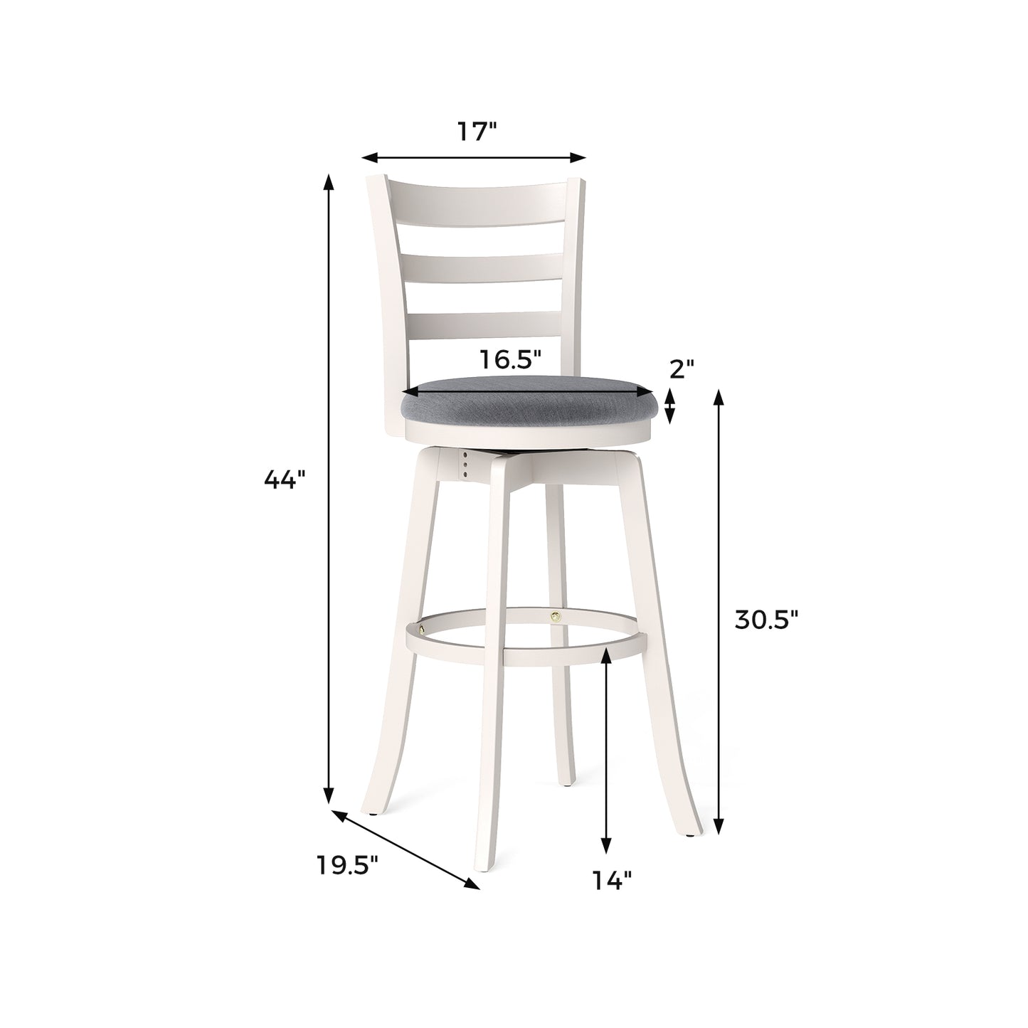 Swivel Bar Stools Set of 2 with Upholstered Seat