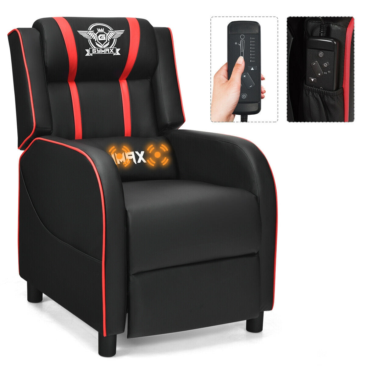 Gaming Recliner Chair with Massage and Footrest
