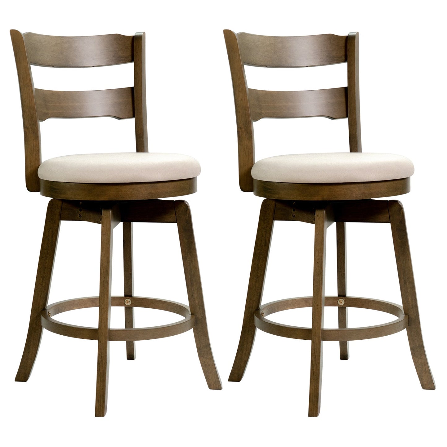 25 Inch Swivel Counter Barstools with Backrest & Upholstered Seat