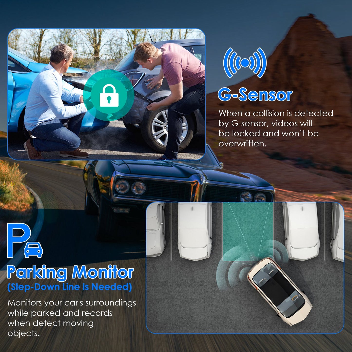 Dual Lens Dash Cam 1080P with WiFi GPS Night Vision