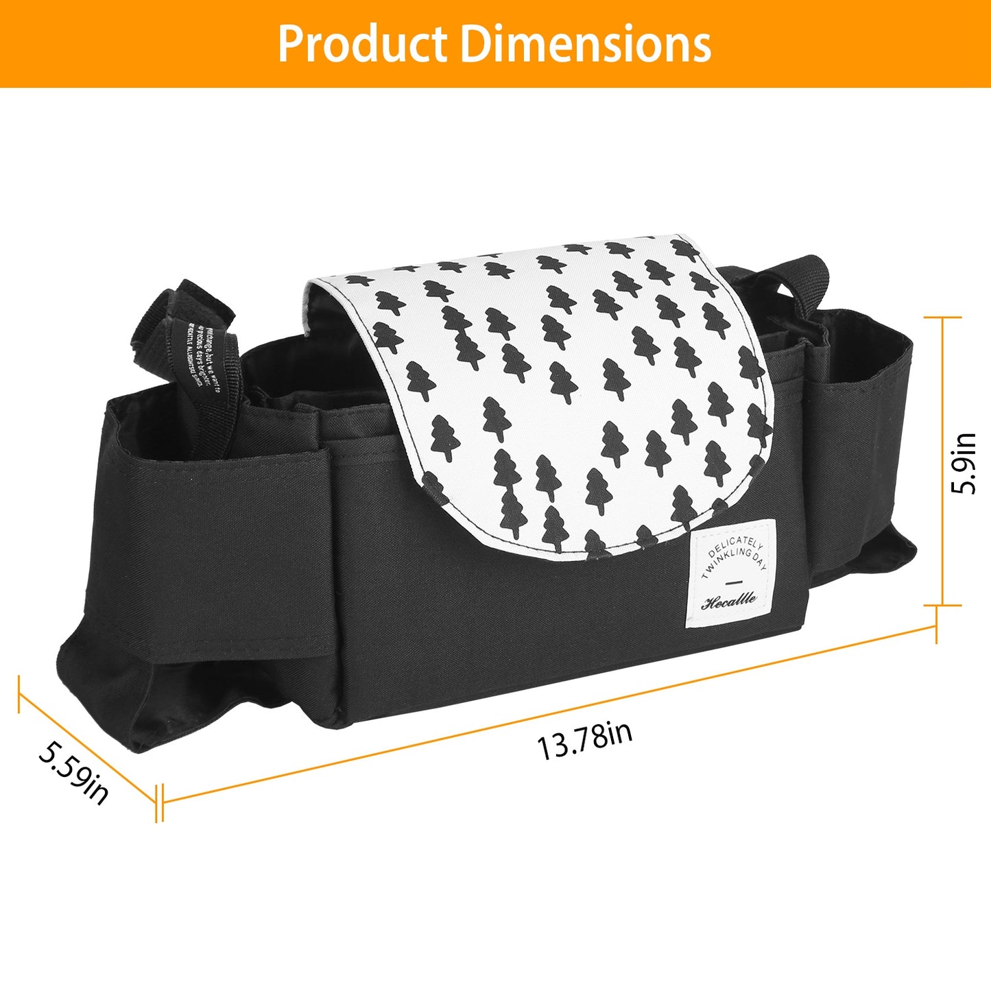 Stroller Organizer Bag with 6 Pockets and Cup Holders