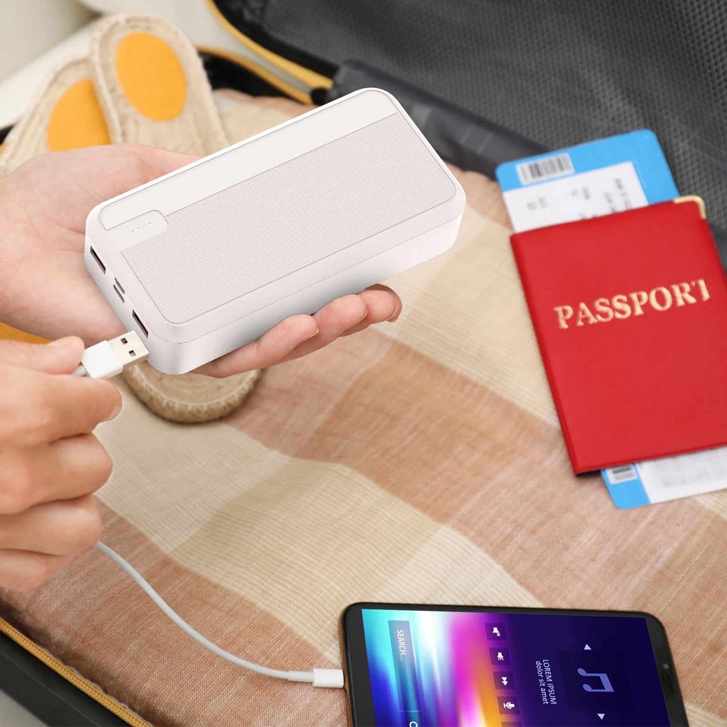 10000mAh Fast Charging Power Bank with PD 22.5W USB-C Cable