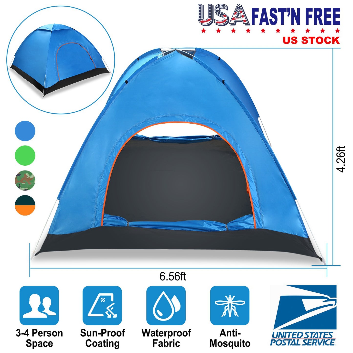 Pop Up Tent 4 Person Instant Setup Waterproof Camping Tent
