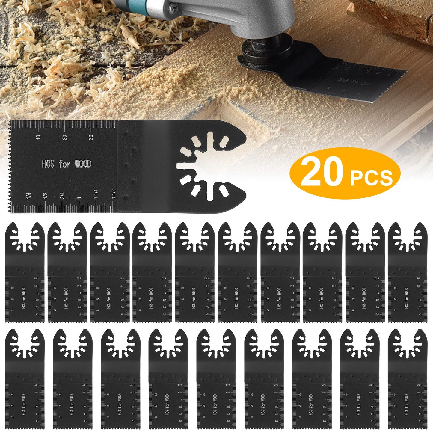 Oscillating Saw Blades 20-Pack High-Carbon Steel Multi-Tool