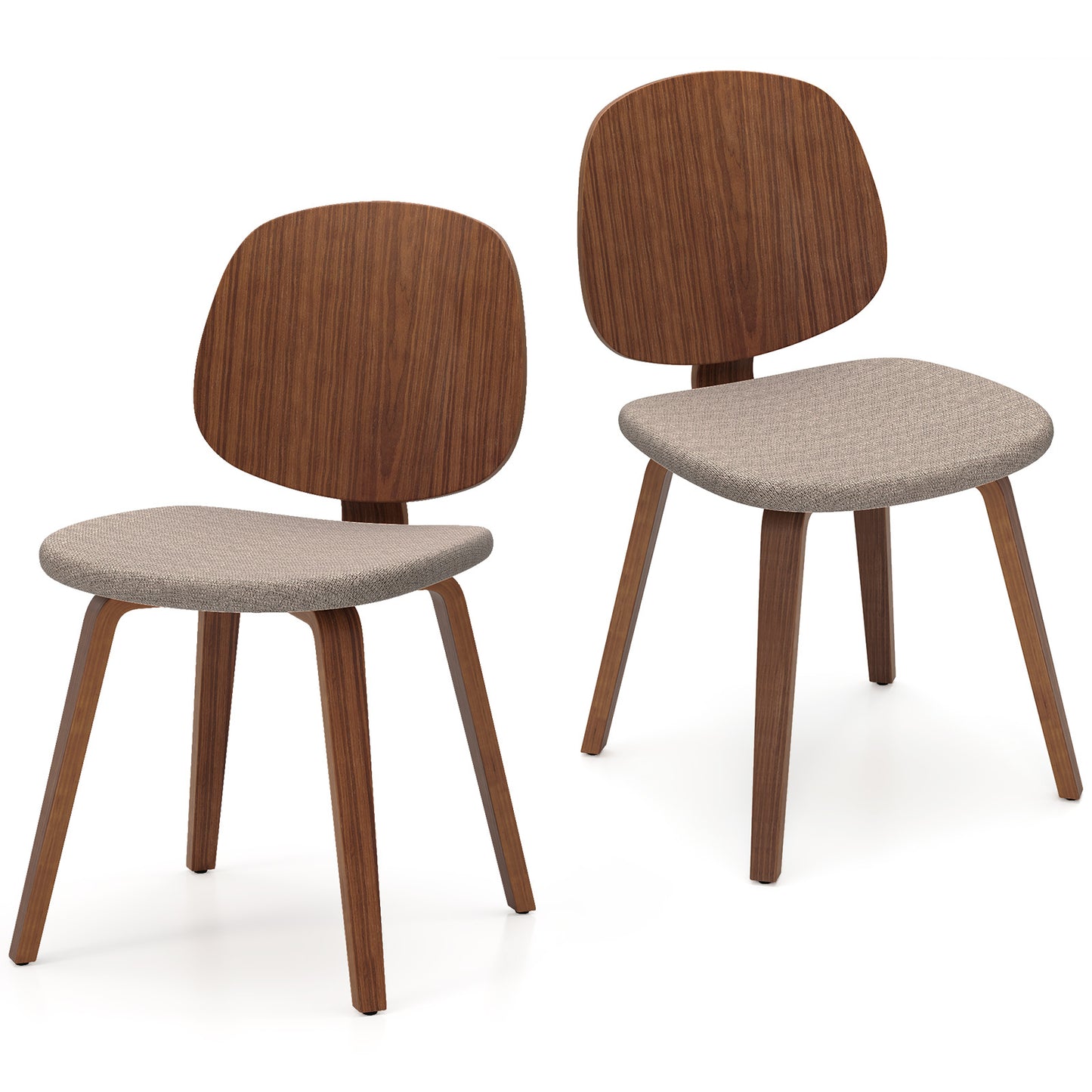 Bentwood Dining Chairs Set of 2 with Padded Seats - Walnut