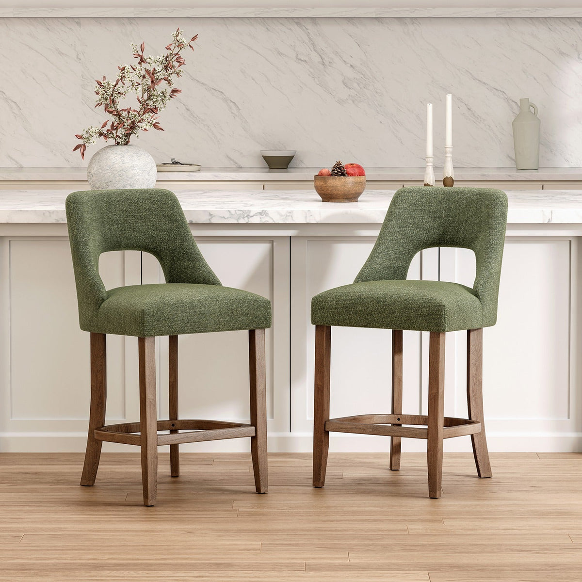 Counter Height Bar Stools Set of 2 with Cutout Back