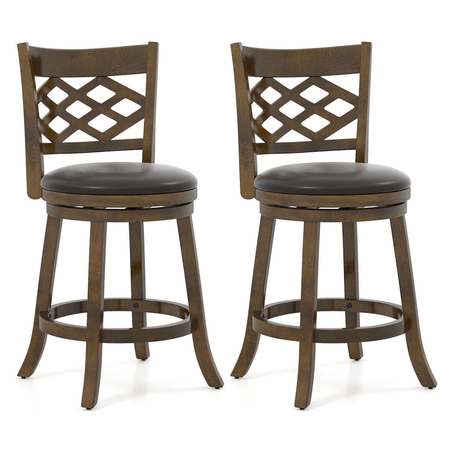 26 Inch Counter Height Bar Stools Set of 2 with Rubber Wood Frame