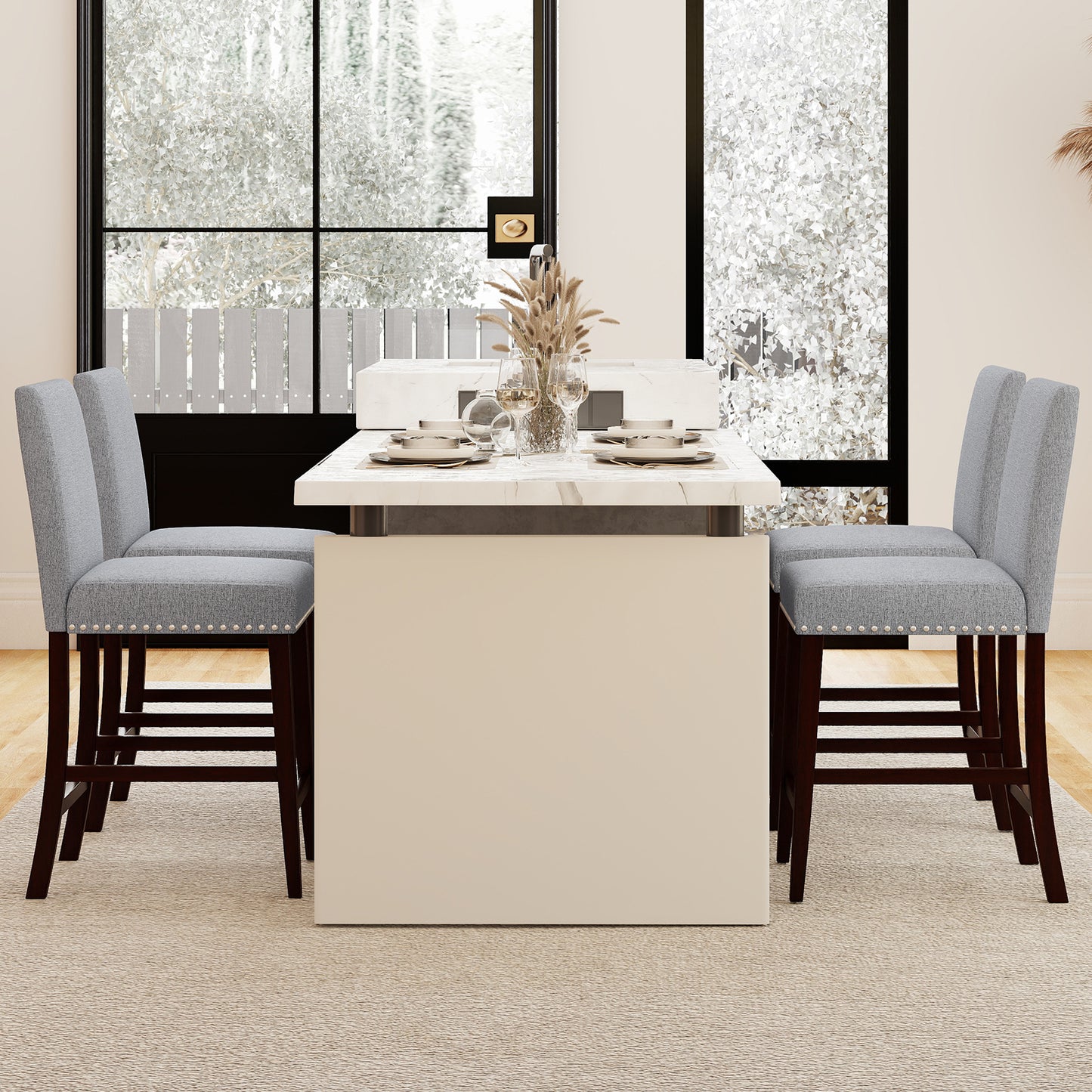 Counter Height Dining Chairs Set of 2 with Padded Seat