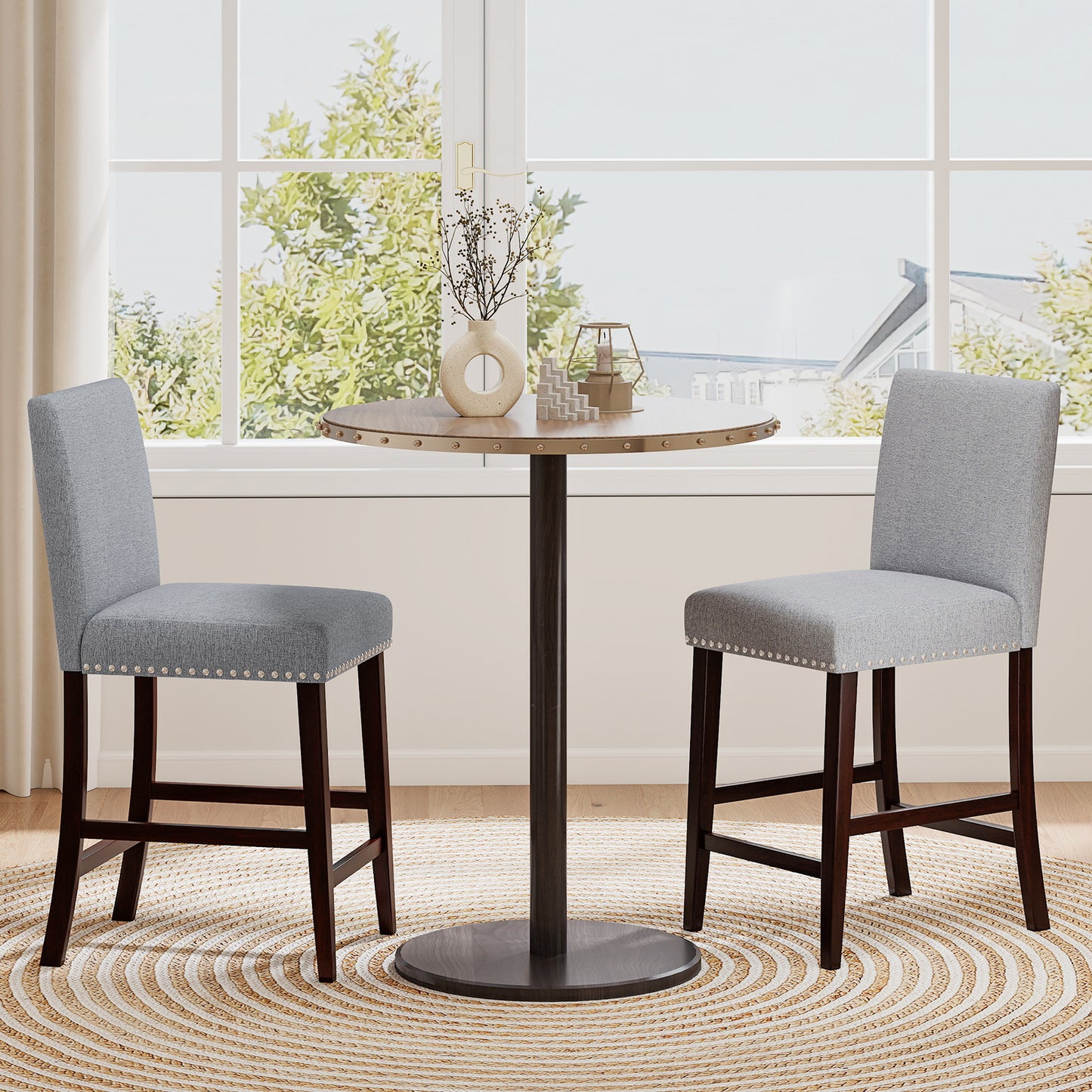 Counter Height Dining Chairs Set of 2 with Padded Seat