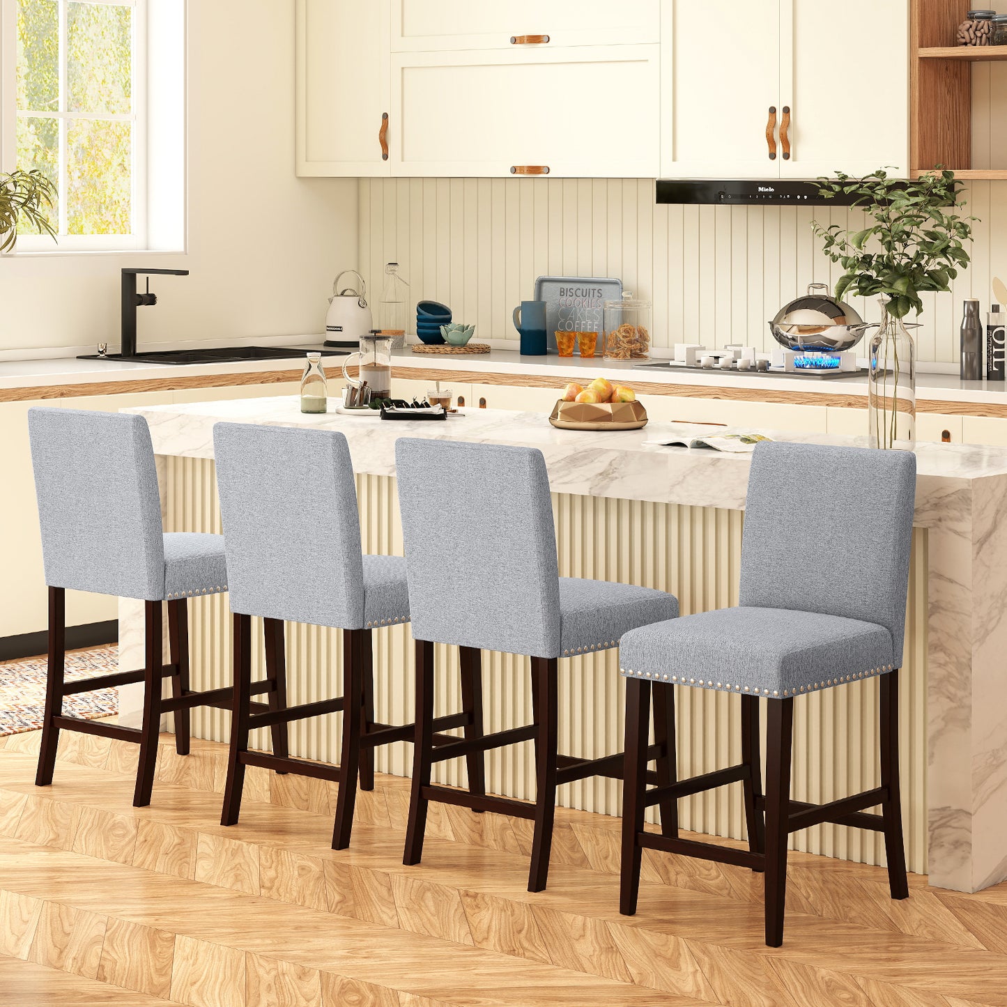 Counter Height Dining Chairs Set of 2 with Padded Seat